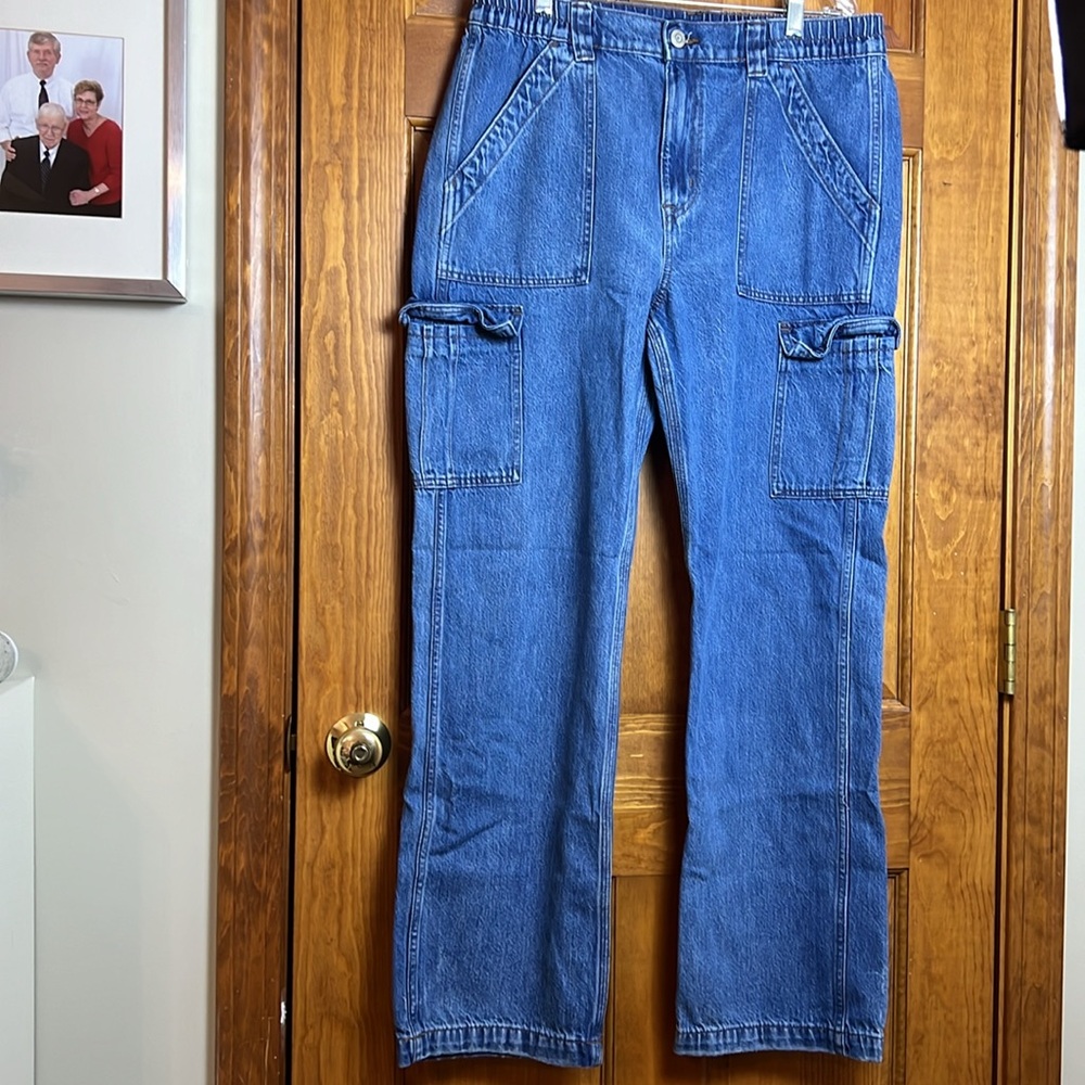 Women's Aeropostale Size Large 90's Baggy Jeans Blue Elastic Waist